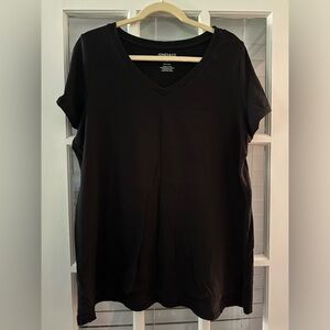 Jones & Co. Black Cotton/Modal V-Neck Tshirt Size 1X